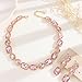 Jnncocier Fashion Green Pink Bridal Circle Crystal Necklace Earrings Set Sparkly Crystal Wedding Jewelry Set Christmas Halloween Full Rhinestone Choker Necklace for Women (Pink)