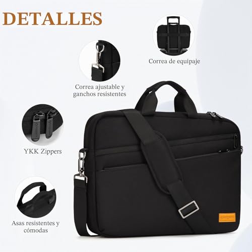 Miniatura 6 de Bagasin Maletín Para Ordenador Portátil, Compatible Con Portátiles De Hasta 15, 15,6 Y 16 Pulgadas, Ampliable, Impermeable, Bolso De Hombro, Bolsa De Transporte, Bolsa Para Ordenador Portátil