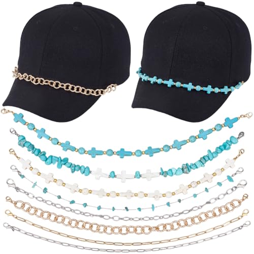 Chaînes de chapeau de camionneur pour festivals, charms croix et coquillage amovibles inclus