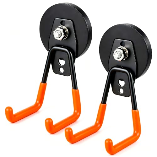 Image of MUTUACTOR Magnetic Hooks Heavy Duty,2PCS Strong Magnetic Garage Hooks for Hanging,Anti-Slip Powerful Magnet Storage Utility Hooks for Cruise Cabins Cabinet Fridge Shed Workshop