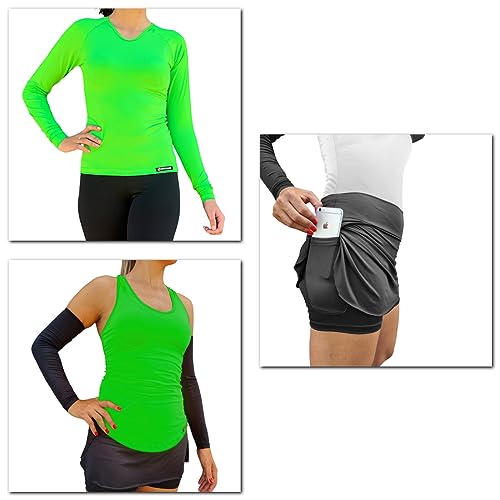 Kit Roupa Feminina Esportiva Futevôlei Beach Tennis Camiseta Manga Longa Regata e Shorts Segunda Pel