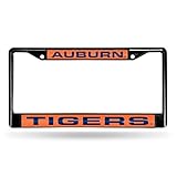Rico Industries NCAA Auburn Tigers Black Black Laser Cut Chrome Frame 12' x 6' 12' x 6' Black Laser Cut Chrome Frame - Car/Truck/SUV Automobile Accessory
