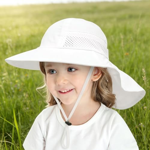 Sombrero de sol para bebé UPF 50+ con ala ancha transpirable y solapa para el cuello 2