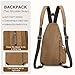 SUIKIHUM Canvas Sling Bag for Women Men, Crossbody Backpack Vintage, Shoulder Bag W/Leather Accents for Outdoor Cycling Hiking Travel, Coffee