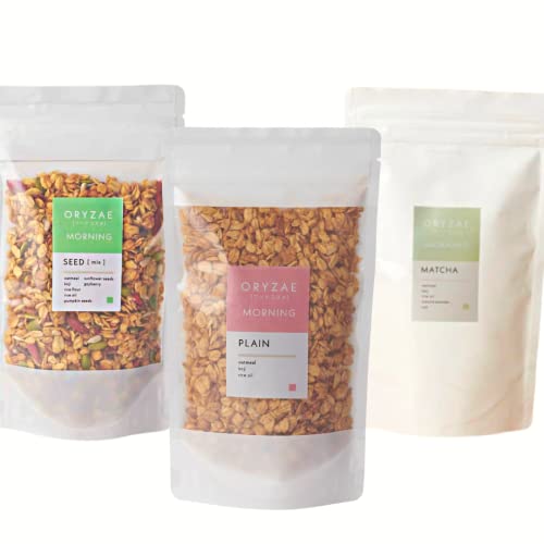 オリゼグラノーラ 米麹グラノーラ 200g×3種セット (プレーン/抹茶/シード)【 砂糖不使用 / 糖質オフ / 無添加 / グルテンフリー / シリアル グラノーラ 】