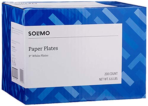 Amazon Brand - Solimo Disposable White Paper Plates for All Occasions, 9