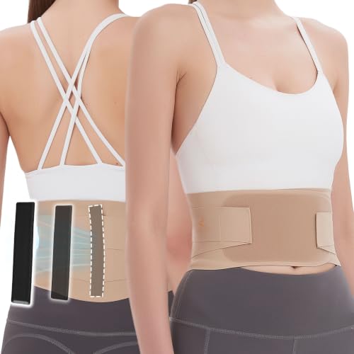 Image of RANDY SUN Upgraded Ultra Thin Back Brace with EVA Pad, Invisible Lumbar Support Belt for Women & Men, Breathable Waist Support for Work & Daily Wear Light Taupe S(Waist:26 inch-28 inch)