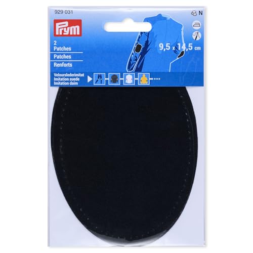 Prym 929031 - Parches de ante sintético (9,5 x 14,5 cm), color negro
