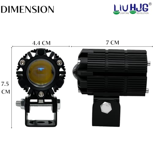Image of LIU HJG CNC Cut Design New Mini Drive High Brightness Waterproof & Heat Dissipation Cooling Fan 80W 12V DC Power Yellow, White & Red Devil Light Reflection Universal fit For All Bikes & Cars (Pack 2)