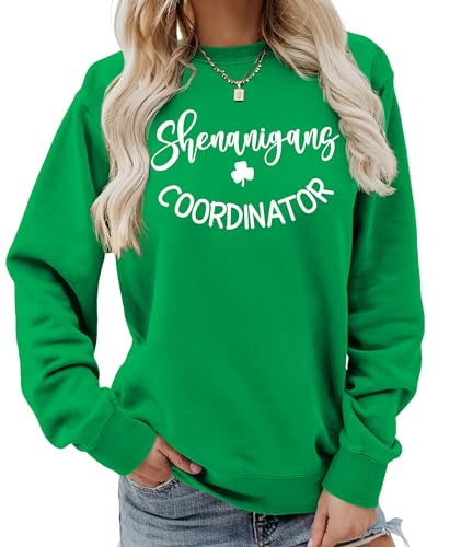 St Patricks Day Sweatshirts Shenanigans Coordinator Sweatshirt Shamrock Shirt Clover Printed Irish Gift Green