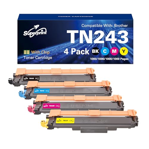 Superprint TN243 Toner compatible avec Brother MFC-L3710CW L3730CDN L3750CDW L3770CDW HL-L3210CW L3230CDW L3270CDW DCP-L3510CDW L3550CDW L35170CDW (lot de 4)