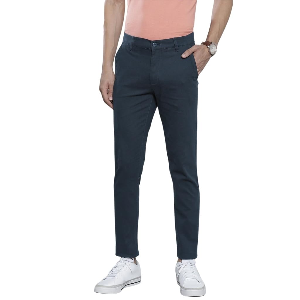 the indian garage co Men's Slim Fit Mid Rise Solid Mid-Rise Stretchable Chinos-picture-14