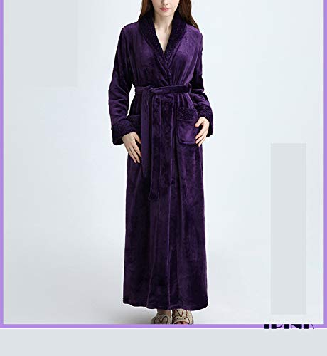 T-shirt Otoño Sección Larga Bata de Noche Pijama Sra Invierno Espesar Ropa Interior Ropa de Dormir Albornoz Ropa para el Hogar Ajustado Sexy ZNZ/púrpura/M