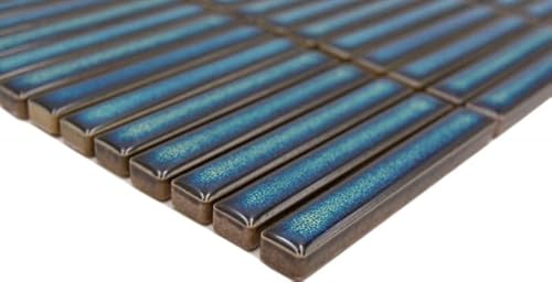 Mosani Keramikmosaikfliesen Blau Glänzend MOS24-CG61