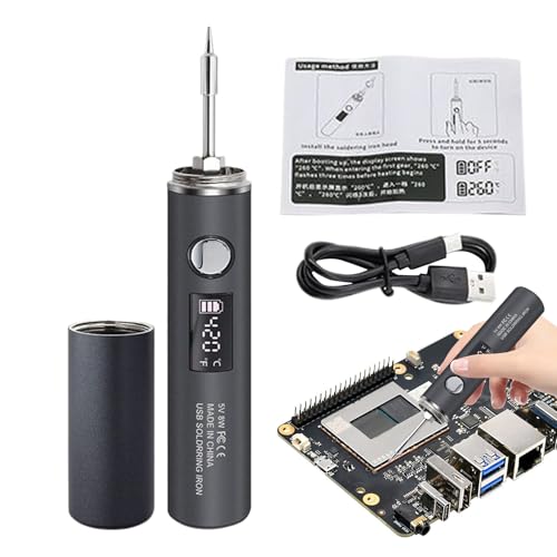 Soldador eléctrico de ajuste de 5 niveles, kit de soldadura digital con pantalla LED para un control preciso de la temperatura, herramienta de soldadura con función de luz para montaje de placa de