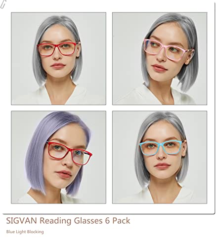 Image of SIGVAN Ladies Reading Glasses Blue Light Blocking Spring Hinge Fashion Pattern Print Eyeglasses for Women