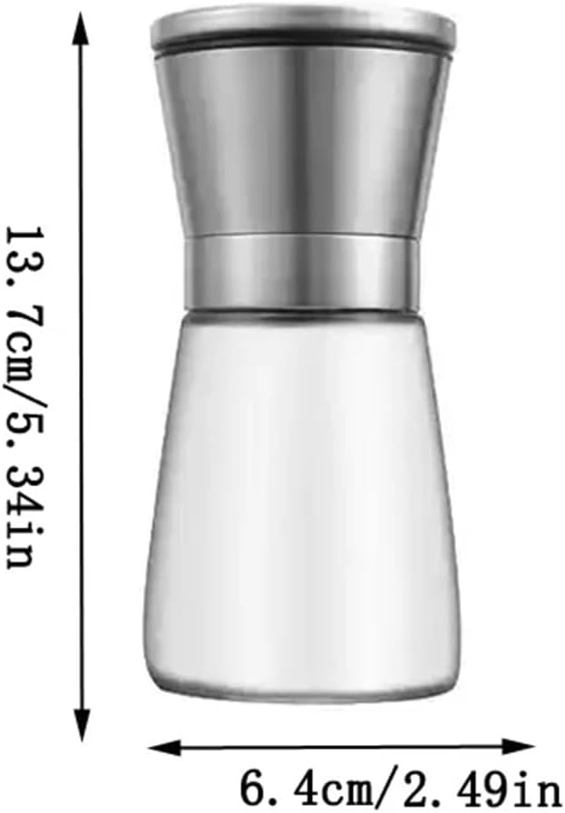 Salt Pepper Grinder Spices Pepper Mill Seasoning Bottle Grinder Stainless Steel Combo Shakers with Adjustable Coarse Mills(Small)