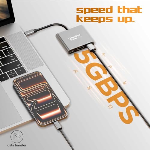 Image of Dubstep SnaplinkGo 3-in-1 Type C to HDMI USB Hub, Grey, Aluminium Alloy, 4K Output, USB 3.2 High Speed Data Transfer, PD 3.0 Charging (Grey)