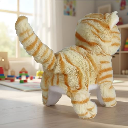 Image of GITGRNT Walking Talking Cat Toy, Sound with Jumping & Twitch Nose - Barking, (Included) Battery Operated Plush Cute Cat Fun Movement Perfect for Kids & Toddlers, Girls, Boys