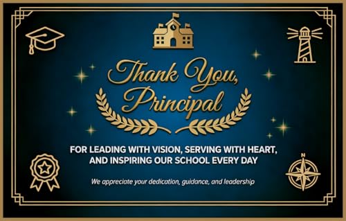 Thank You Principal Banner Principal Appreciation Decorations Large Polyester Backdrop with Grommets and Rope for School Office Photo Booth Retirement and Farewell Party