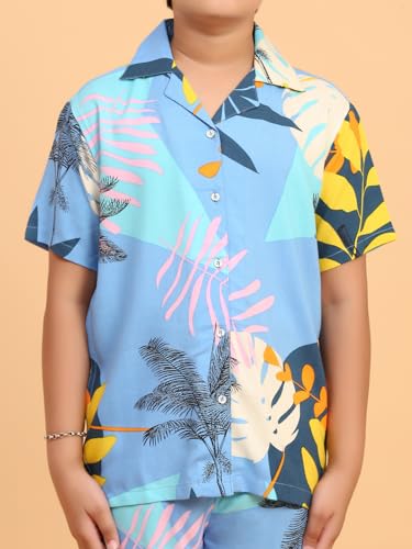 Image of Ninos Dreams Boys Cotton Rayon Halfsleeves Coord Set with Shirt & Shorts /Boys Vacation wear /boys co ord set /Boys Tropical print Shirt & Shorts set /Boys Clothing Set