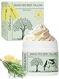 Beef Tallow, Tallow Face Moisturizer, Beef Tallow for Skin, Unscented 100% Organic Beef Tallow Blam Grass Fed Finished Whipped Tallow Face Cream Moisturizer Body Lotion Skin Care for Sensitive Skin