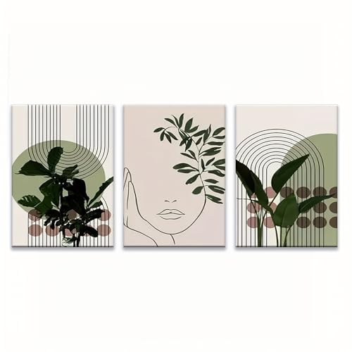 Impression sur toile verte de style bohème avec finitions soignées
