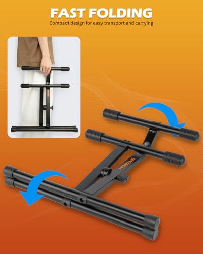 Image of STRICH Amp Guitar Stand, Middle Profile Guitar Combo Speaker Stand, X-Shape Folding Amplifier Stand, Fully Collapsible, Black, SAT-02