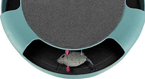 TRIXIE Katzenspielzeug ""Catch the Mouse"" - Maus im Inneren versteckt und drehbar - Kratzfläche auf der Oberseite - rot oder grün - zufällige Auswahl - Kunststoff/Plüsch - ø 25 x 6 cm - 41411 – Bild 4