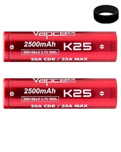 18650 K25 Compatible With Vapcell Rechargeable Series - 2500mAh High-Performance with Safety Wraps & Band - No Nicotine (2 PACK) - Image 3