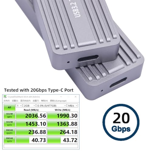 Xiwai Unidad externa SSD M.2 2242 USB 3.2 Gen2 20Gbps miniatura 4