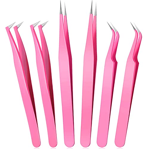 6 Pcs Lash Tweezers Eyelash Extensi…