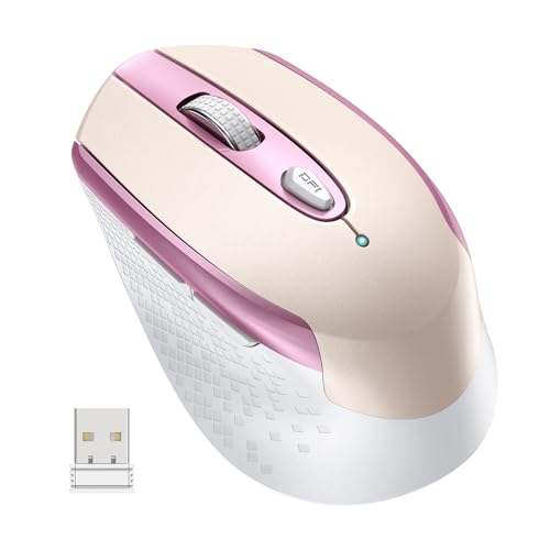 Wireless Mouse, 6 Buttons Mouse Silent Efficient Design, Suitable for Hand Size & Comfortable Grip, Office Mouse for Laptop PC Computer Tablets Windows Linux, 3 Adjustment Levels, Pinlk Wireless Mouse, 6 Buttons Mouse Silent Efficient Design, Suitable for Hand Size & Comfortable Grip, Office Mouse for Laptop PC Computer Tablets Windows Linux, 3 Adjustment Levels, Pinlk