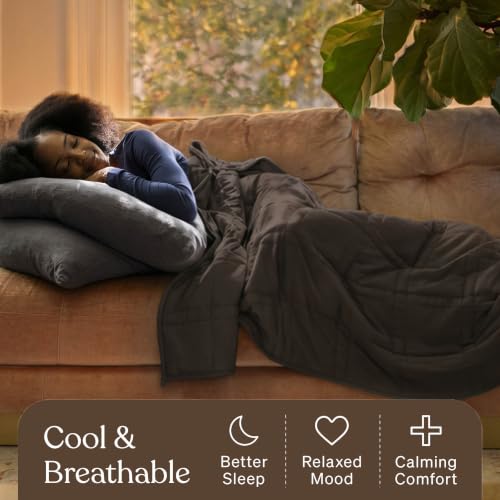 Image of Baloo Weighted Blanket for Adults 12 lb Throw (Cocoa, 42 inchx72 inch)