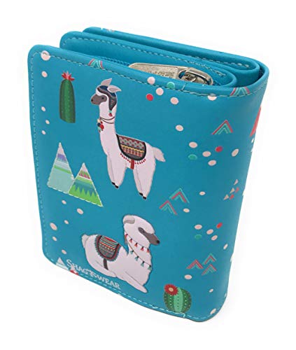 Shag Wear Llama Small Animal Wallet for Women and Teen Girls Vegan Faux Leather Teal 4.5"2