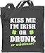 St. Patricks Day - Kiss me i'm irish or drunk or whatever! - Unisize - Dunkelgrau - irische - WM101 - Stoffbeutel aus Baumwolle Jutebeutel lange Henkel