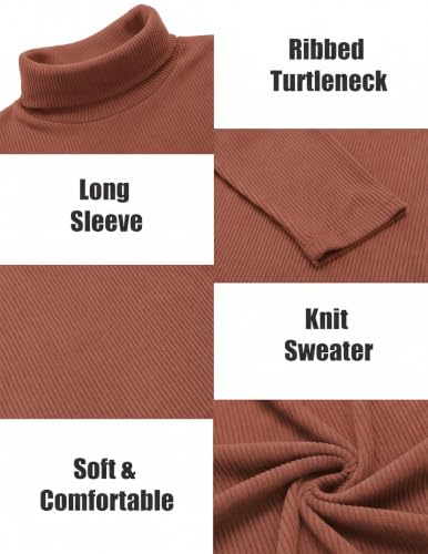 Image of COOFANDY Men's Ribbed Turtleneck Sweater Casual Basic Long Sleeve Knitted Pullover Sweater