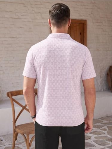 Image of TAGDO Men's Cotton Premium Casual Jacquard Fabric Polo T Shirt for Man | Collar | Half Sleeve | Comfortable Fit with Modern Style | Trendy Look (2067)