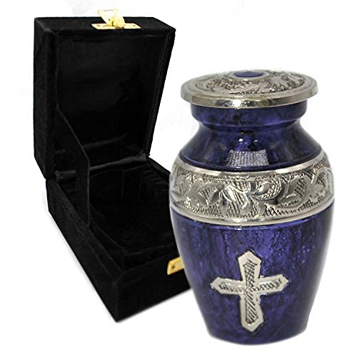 Image of Purple Love of Christ Cremation Urn for Ashes for Women - Personalized Cremation Urns for Human Ashes Adult Female Decorative Urns - Beautifully Handcrafted Cross Urn