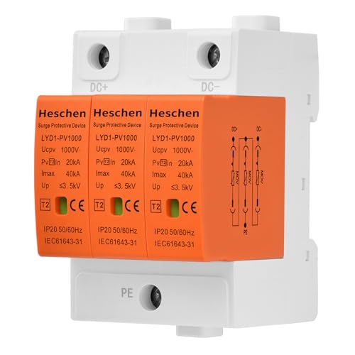 Heschen Surge Protective Device for PV, LYD1-PV1000, 3P 1000VDC 20KA, 35mm DIN Rail Mounting