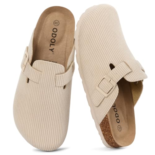 Image of ODOLY Genuine Suede Clogs for Women Men Comfort Cork Footbed Potato Shoes