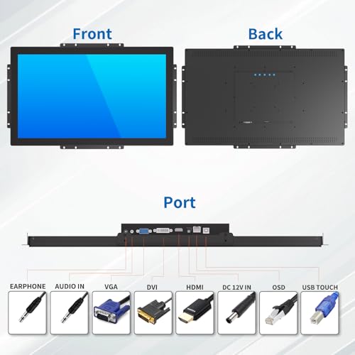 Image of 23.8 Inch Open Frame Touch Monitor, PCAP 10-Point Touch Industrial Touchscreen Monitor, with HDMI /VGA /DVI Interface, Active Matrix TFT LCD,LED Backlight, with VESA Mount