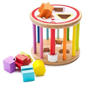 all Kids United Baby educatief speelgoed sorteerspel van hout vormrol sorteerkubus houten speelgoed sorteerbox; kleurrijke steekkubus met 2 moeilijkheidsgraden