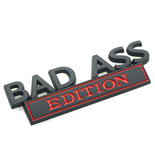 Image of 2X Universal Bad Ass Edition Emblem 3D Metal Badge Logo for Car /Truck /SUV /Pickup Side Door Fender Rear Liftgate (Black Red)