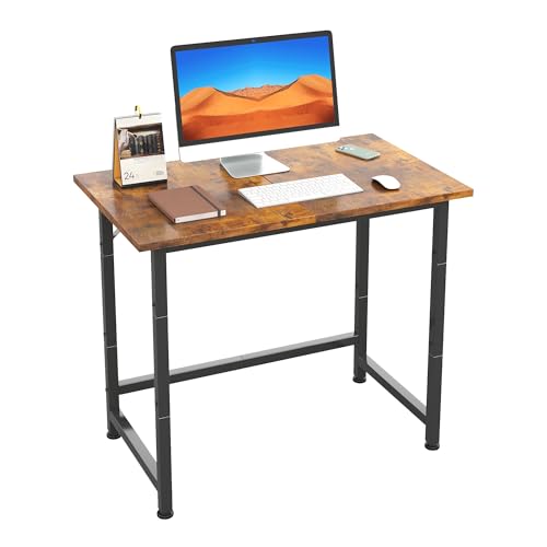 COTUBLR Small Desk, 24 Inch Small Computer Desk for Spaces, Compact Tiny Mini Simple Desk Table for Bedroom Home Office Writing Work Study Kids Student Teacher, Bonus Mousepad, Rustic Brown