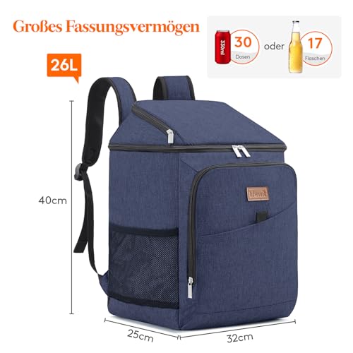 Lifewit 32L 34 Dosen isolierte Kühltasche, Große kühlrucksack, auslaufsichere tragbare Lunchtasche, weiche Kühlbox für Outdoor, Picknick, Strand, BBQ, Camping, Reisen, Familie, Dunkelblau