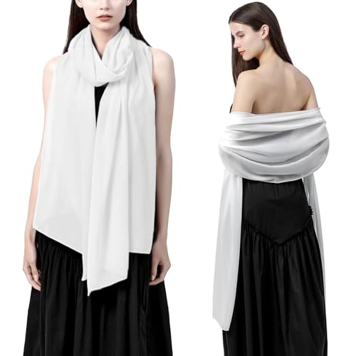 GOZINA Chales y envolturas para mujer, bufandas de gasa para mujer, bufanda para la cabeza para mujer, bufanda para el cuello, bufanda ligera extra larga para vestidos de boda, fiesta de noche (240 x