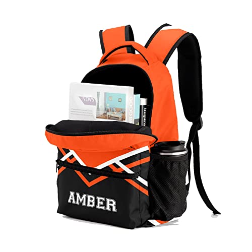 Personalized Cheerleaders Black Orange Backpack Causual Shoulder Bags for Women Men Gift4