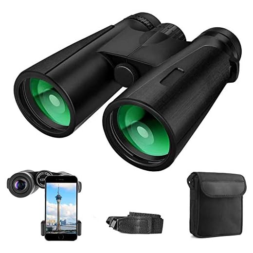 AYUTOY Prismaticos Profesionales,12x42 HD Prismaticos Vision Nocturna con Adaptador de Teléfono, Prismas BaK4 y FMC. Ideales para Observación de Aves, Senderismo, Astronomía y Camping