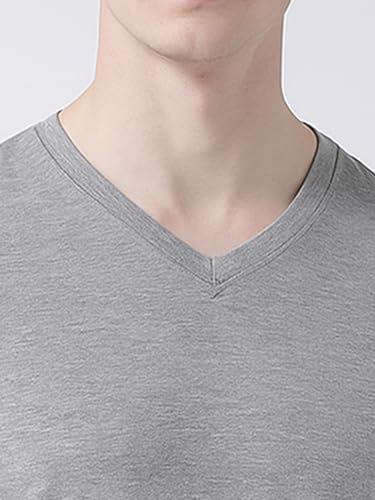 Image of Friskers Men's V-Neck Short Sleeves Cotton T-Shirt - Casual T-Shirt, Regular Fit